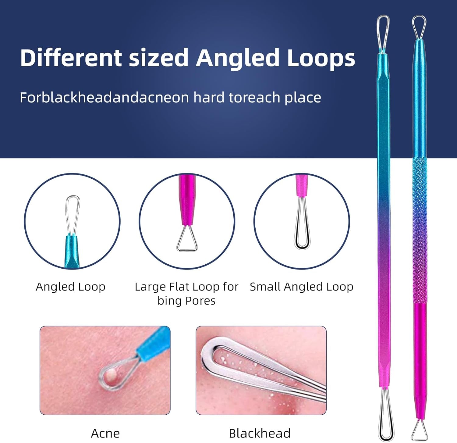 Blackhead Extractor Tools,  10 Pcs Professional Pimple Popper Tool Kit with Metal Case for Quick and Easy Removal of Blackheads,Pimples,Zit Removing,Facial and Nose(Colorful)