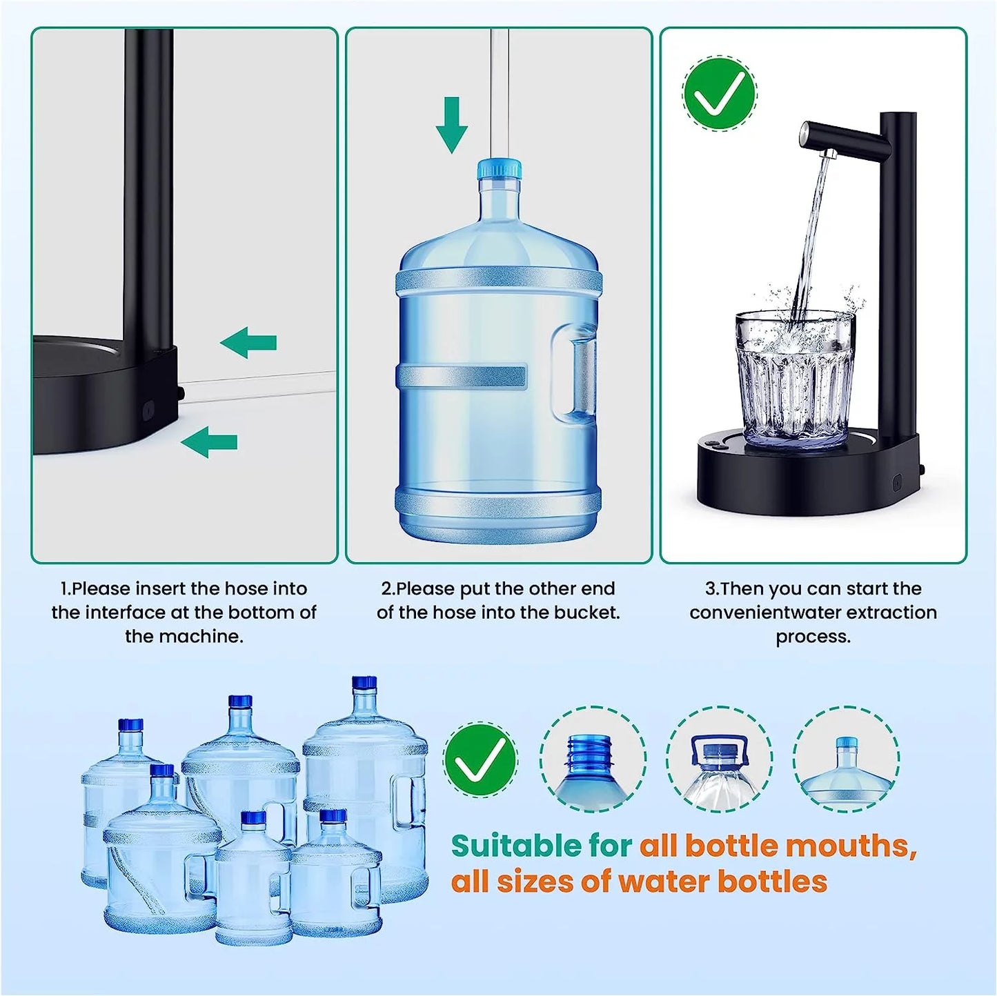 Desktop Water Bottle Dispenser with Type-C Charging - 5 Gallon Capacity