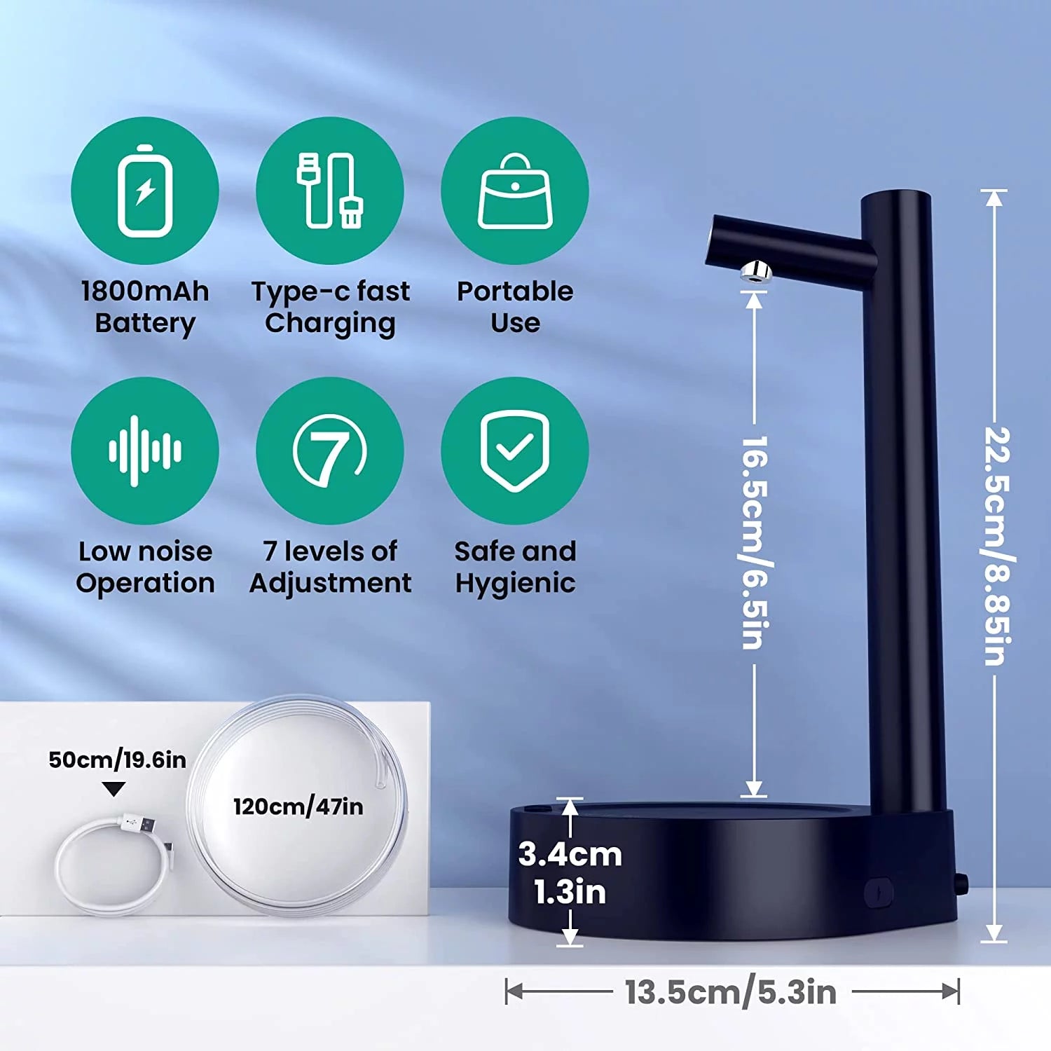 Desktop Water Bottle Dispenser with Type-C Charging - 5 Gallon Capacity